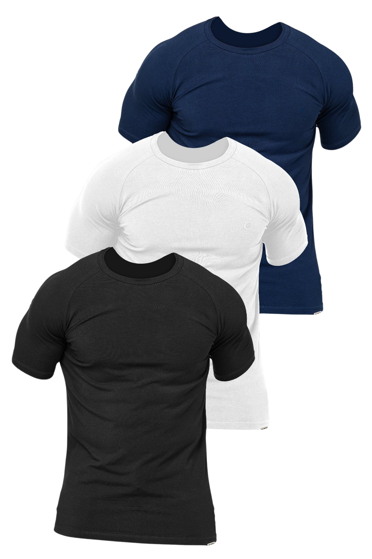 3 CAMISETAS ZIOL - PRETA, BRANCA E AZUL ESCURO - ZIOL 001 - PACK MAIS ESCOLHIDO - CAMISETA SLIM T - SHIRT - PRETA, BRANCA E AZUL ESCURO Ziol